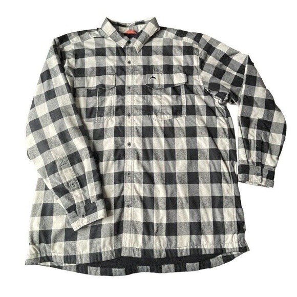 NWOT Simms Fishing Button Up Flannel Buffalo Plaid Thermal Lined Jacket XXL Men